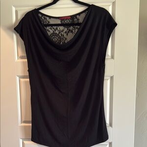 BKE Black Draped Cap Sleeve Blouse